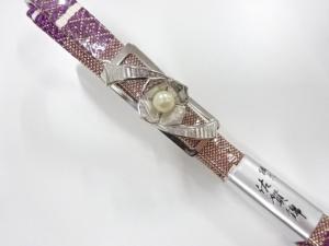 未使用品　パール帯留め・正絹佐賀錦帯締めセット